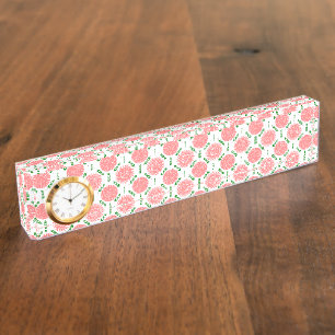 Porte-nom motif aux fleurs roses