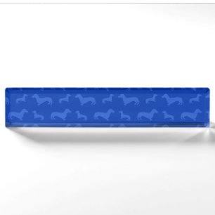 Porte-nom Motif bleu mignon de teckel