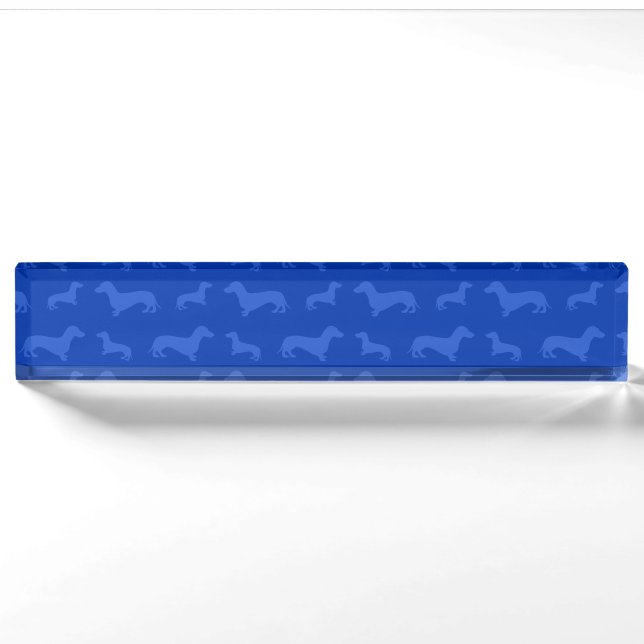 Porte-nom Motif bleu mignon de teckel (Devant)