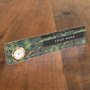 Porte-nom Motif Camouflage Vert, Votre nom, Personnaliser