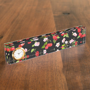 Porte-nom Motif cerise 2