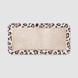Porte-nom Motif Cheetah Et Vintage Or