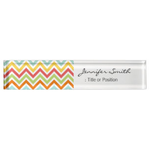 Porte-nom Motif coloré Chevron Zigzag Stripes