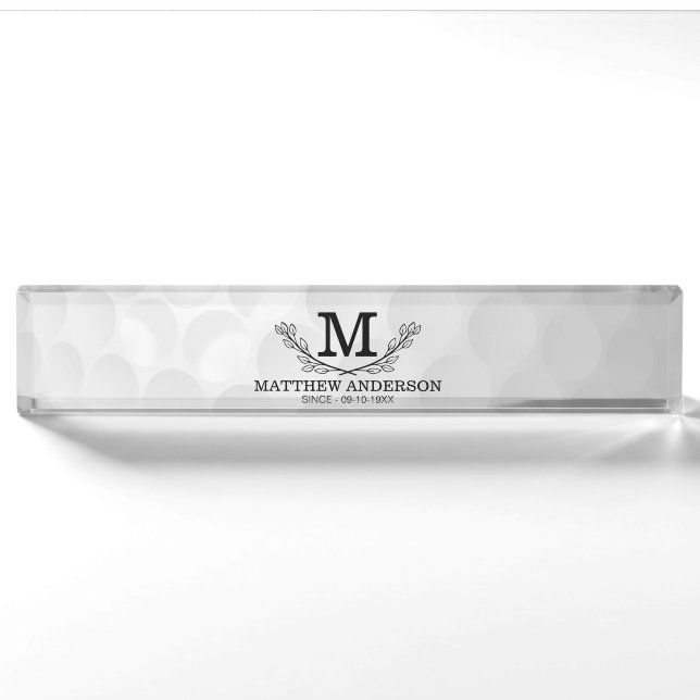 Porte-nom Motif de balle de golf personnalisé Nom Monogramme (Devant)