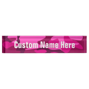 Porte-nom Motif de Camouflage Camo Fuchsia rose chaud