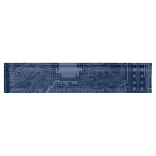 Porte-nom Motif de circuit Geek bleu