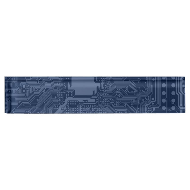 Porte-nom Motif de circuit Geek bleu (Devant)