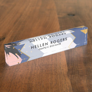 Porte-nom motif de formes organiques Abstraites