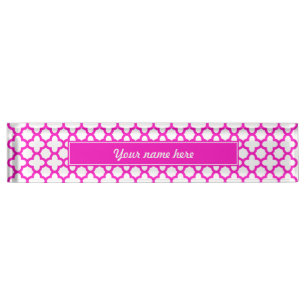 Porte-nom Motif de Quatrefoil rose choquant