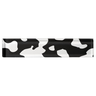 Porte-nom Motif de vache noir et blanc