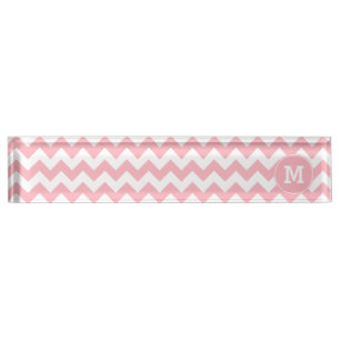 Porte-nom Motif de Zigzag rose clair monogramme