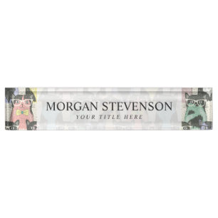 Porte-nom Motif des chats de Hipster