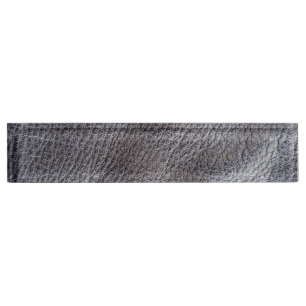 Porte-nom Motif en cuir noir