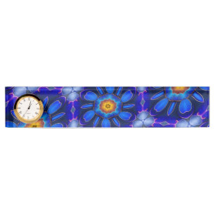 Porte-nom Motif Fleurs bleues Abstraites