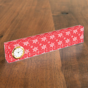 Porte-nom Motif Flocon de Neige, Flocons de Neige Blancs, Ne