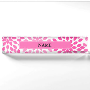 Porte-nom Motif Floral moderne rose chaud