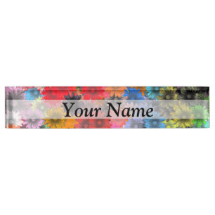 Porte-nom Motif floral multicolore