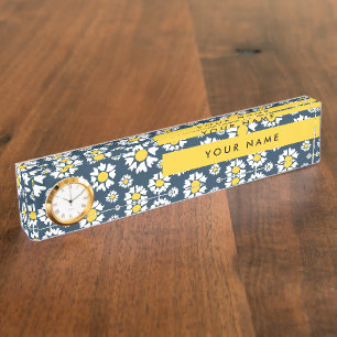 Porte-nom Motif Marguerite, Marguerites Blanches, Votre Nom