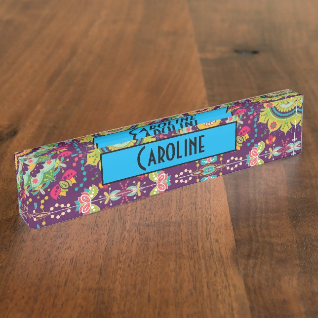 Porte-nom Motif Retro Mandala (Taille)