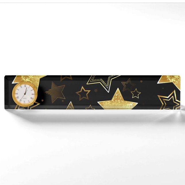 Porte-nom Motif sans couture avec étoiles d'or (Devant)