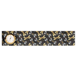 Porte-nom Motif sans couture avec libellules d'or