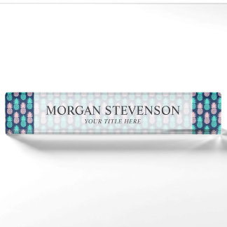 Porte-nom Motif tropical bleu turquoise rose Girly d'ananas