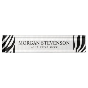 Porte-nom Motif Zebra Print Black and White Stripes