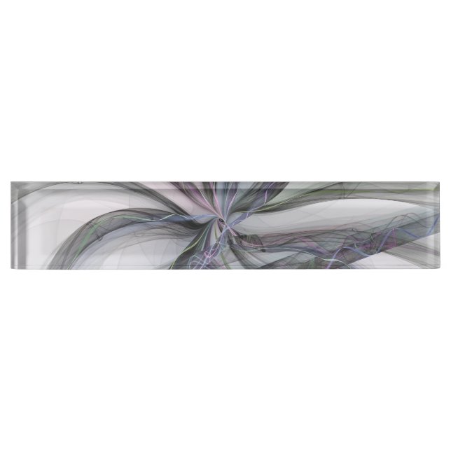 Porte-nom Motions Filigree Moderne Abstrait pivotant Fractal (Devant)