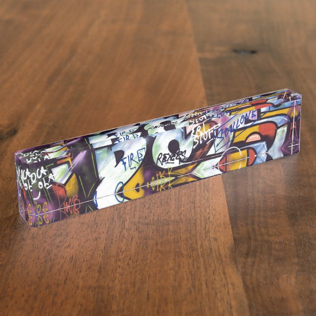 Porte-nom Mots Graffiti colorés (Taille)
