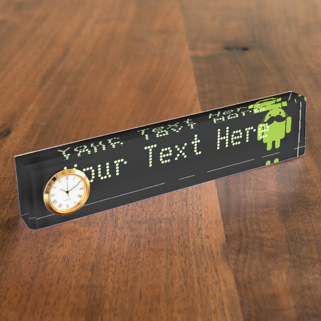 Porte-nom Moustache Robot Android sur Noir (Taille)