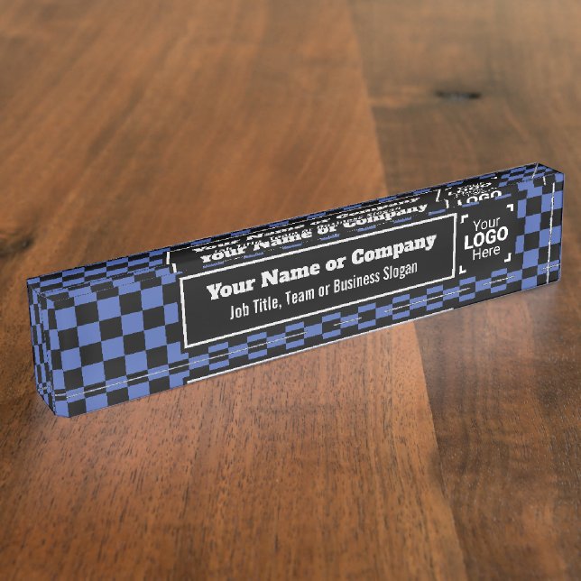 Porte-nom Moyenne bleue et noire : Style d'entreprise modern (Taille)