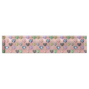 Porte-nom Multi couleur, pierre à gemme, or rose, moderne, t