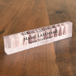 Porte-nom Nail Salon Artiste Rose Blush Élégant Nom person