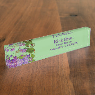 Porte-nom Nature Verdure Aquarelle Forêt Lilac Fleurit
