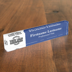 Porte-nom Navy Blue - Logo, Nom et Titre Professionnel
