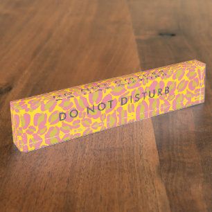 Porte-nom Ne pas déranger Signer Pretty Pink Print Business