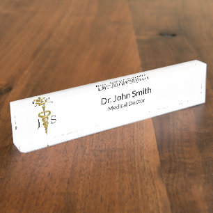 Porte-nom Noble Médicale élégant Or Argent Asclepius Classy