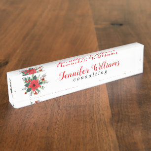 Porte-nom Noël Poinsettia Bouquet GR2