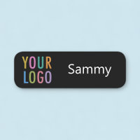 Noir Arrondi Nametag Custom Company Logo Employé