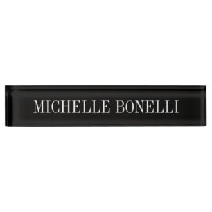 Porte-nom Noir Blanc Agréable Charming Business Nameplate