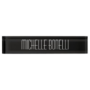 Porte-nom Noir Blanc Agréable Charming Business Nameplate