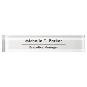 Porte-nom Noir & blanc élégant minimaliste clair