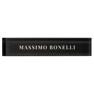 Porte-nom Noir & Blanc Minimaliste Simple Moderne