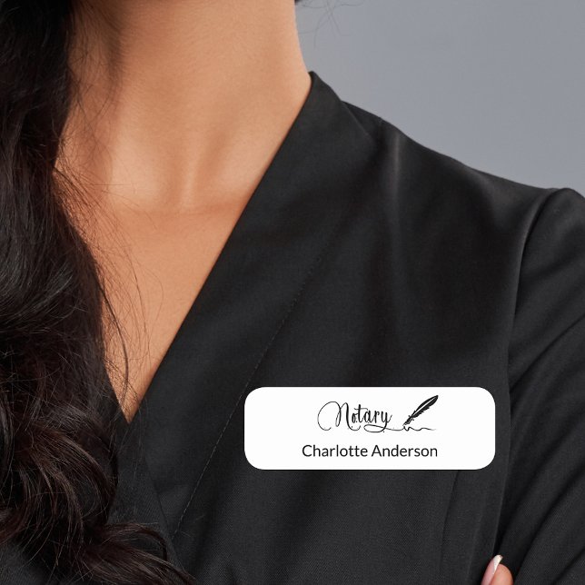 Porte-nom Noir blanc script élégant simple (Créateur téléchargé)