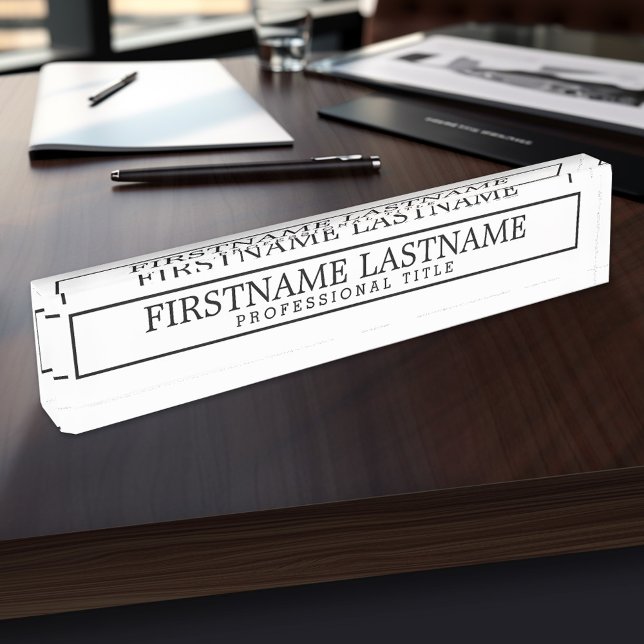 Porte-nom Noir classique Nom et titre professionnel (Personalized Name Plate)