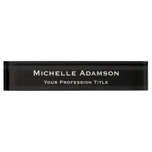 Porte-nom Noir Couleur Professionnel Plain Moderne