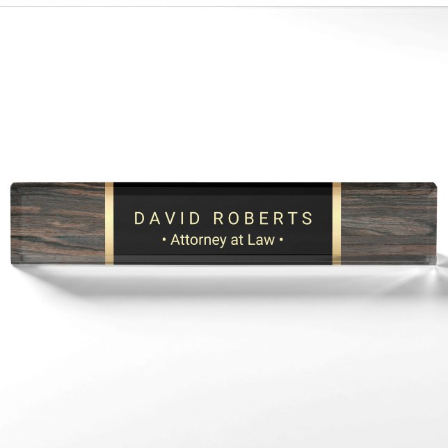 Porte-nom Noir de mandataire d'avocat et texture classiques (Devant)