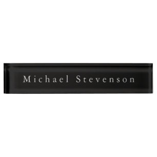 Porte-nom Noir Élégante Plaque De Noms De Bureau Moderne