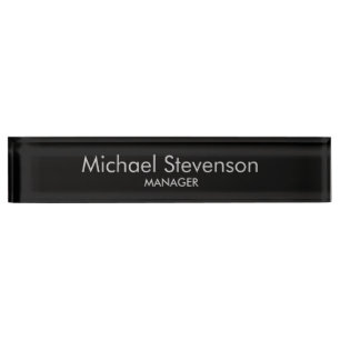 Porte-nom Noir Élégante Plaque De Noms De Bureau Moderne