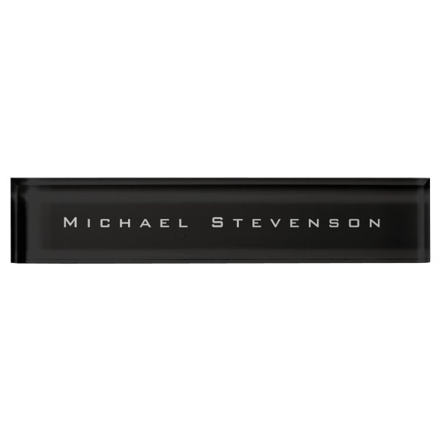 Porte-nom Noir Élégante Plaque De Noms De Bureau Moderne (Devant)